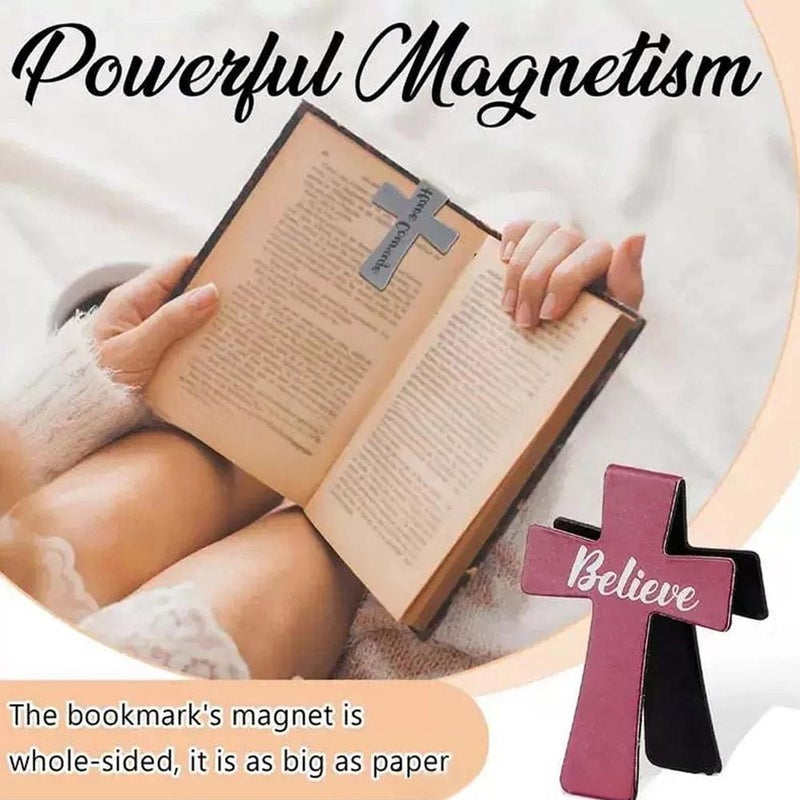 12Pcs Magnetic Cross Bookmarks, Reading Locator, Christian Cross Magnetic Page Markers, Religious Bible Verses Bookmarks for Bible Study, Readers, Students Use - Image 4